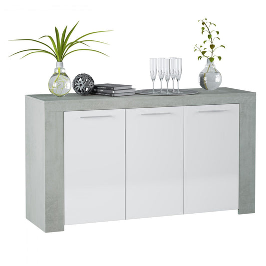 Epping Sideboard 3 Doors White & Concrete