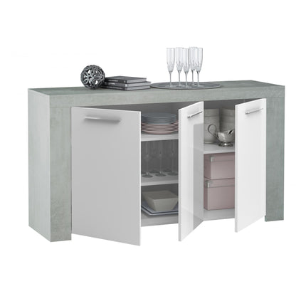 Epping Sideboard 3 Doors White & Concrete