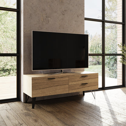Fisso 3 Drawer Compact TV Unit – Cracked Oak with Quick Click Assembly