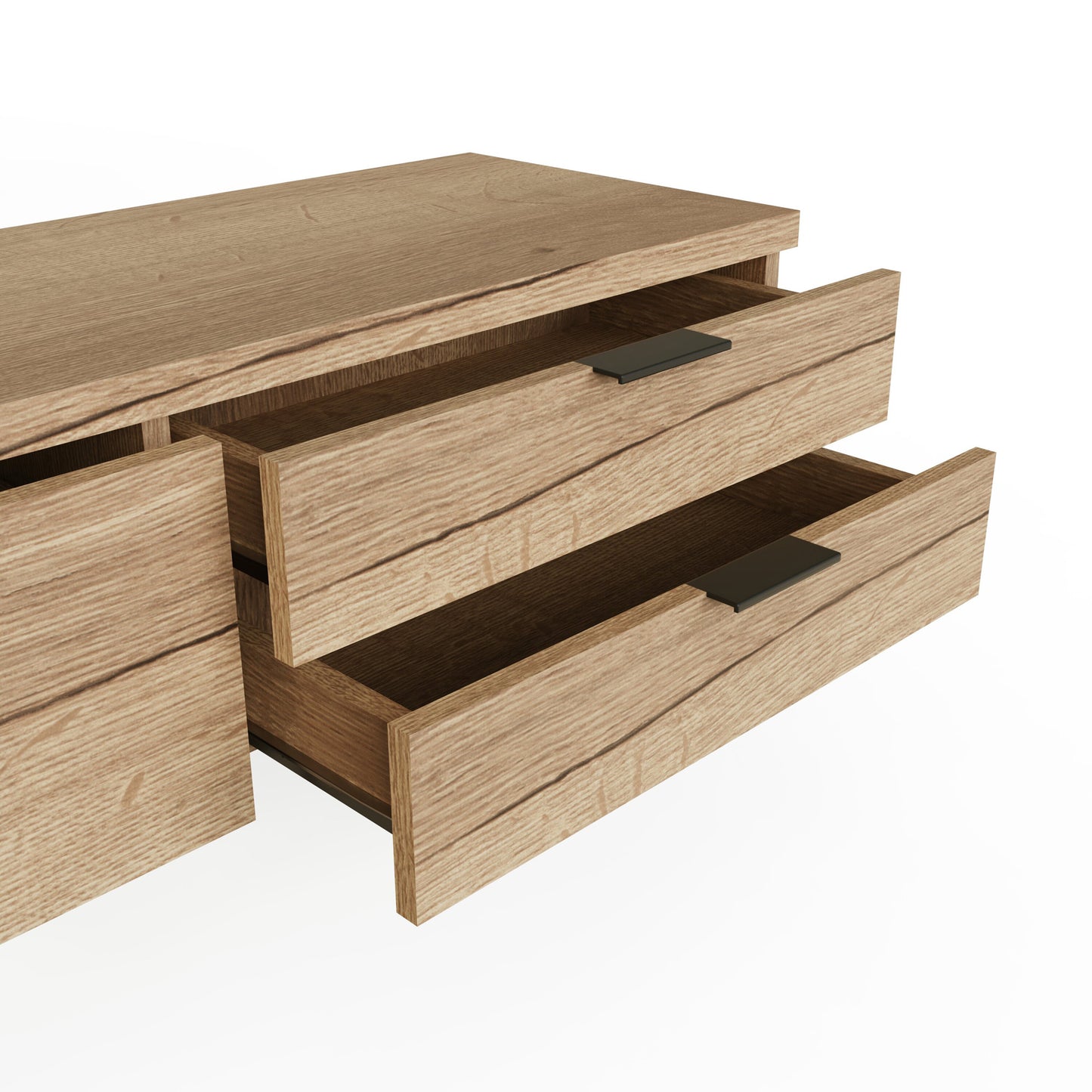 Fisso 3 Drawer Compact TV Unit – Cracked Oak with Quick Click Assembly