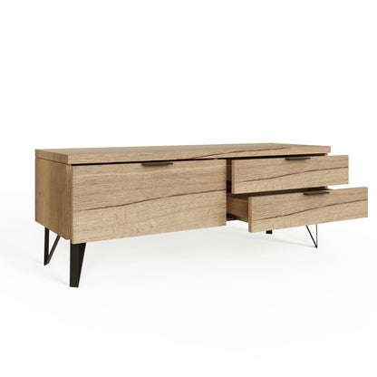 Fisso 3 Drawer Compact TV Unit – Cracked Oak with Quick Click Assembly