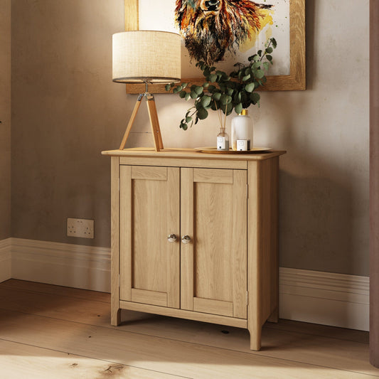 Taberno Oak 2 Door Compact Sideboard – Natural Oak