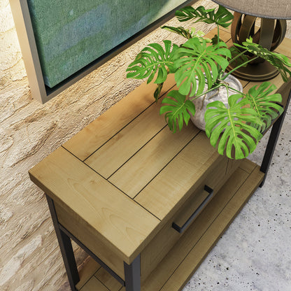 Lowry Driftwood Console Table with 2 Drawers – Reclaimed Pine