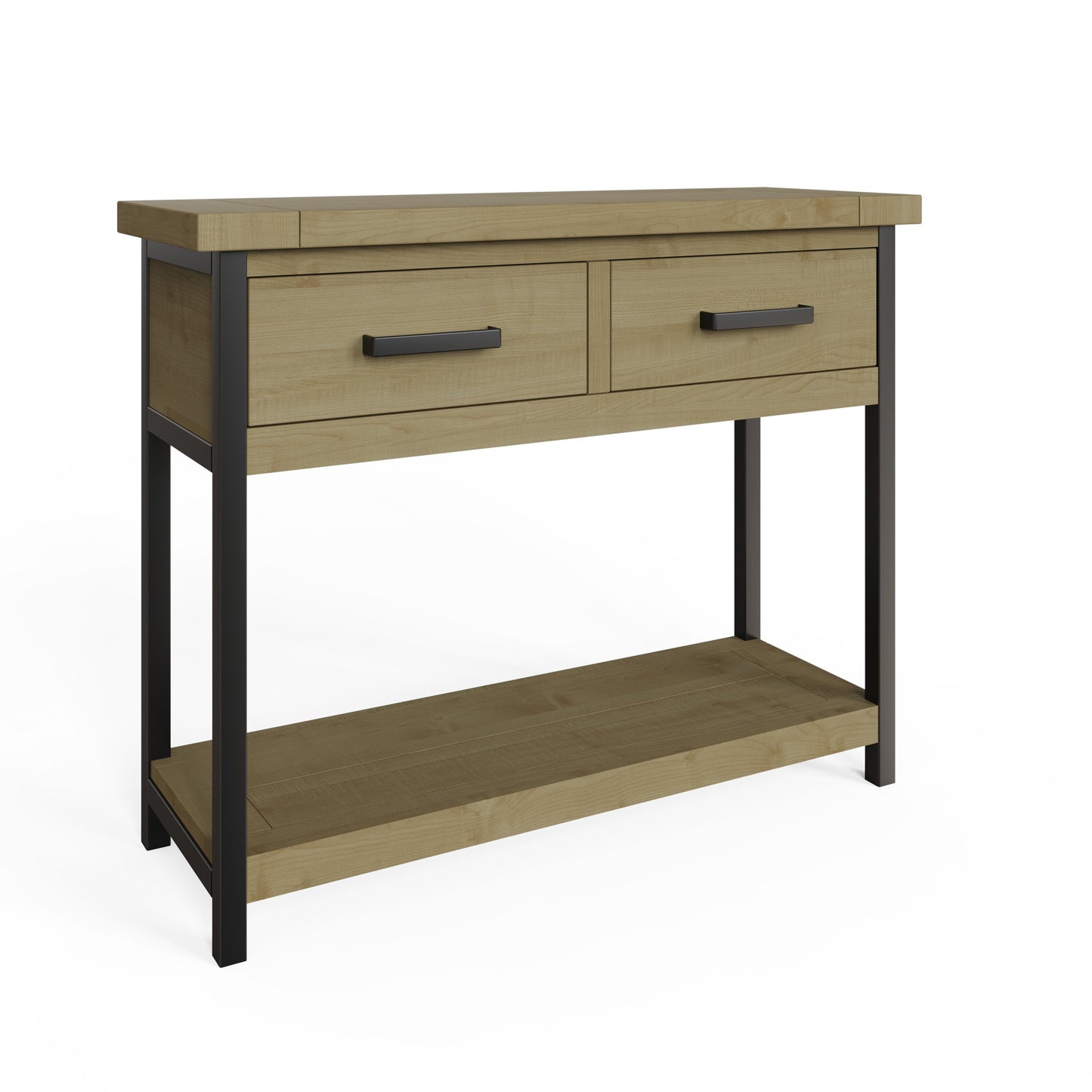Lowry Driftwood Console Table with 2 Drawers – Reclaimed Pine