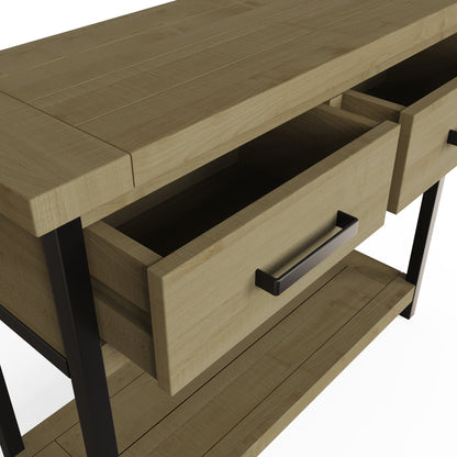 Lowry Driftwood Console Table with 2 Drawers – Reclaimed Pine