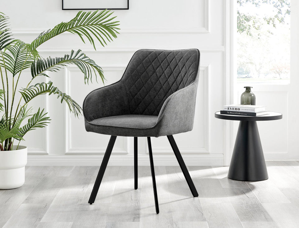 Koko Oak Effect Round Dining Table & 4 Falun Black Leg Chairs