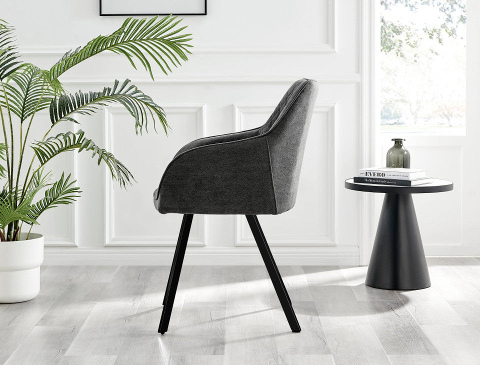 Koko Oak Effect Round Dining Table & 4 Falun Black Leg Chairs
