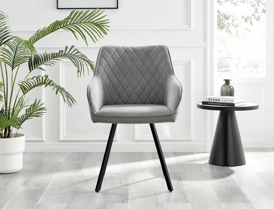 Koko Oak Effect Round Dining Table & 4 Falun Black Leg Chairs
