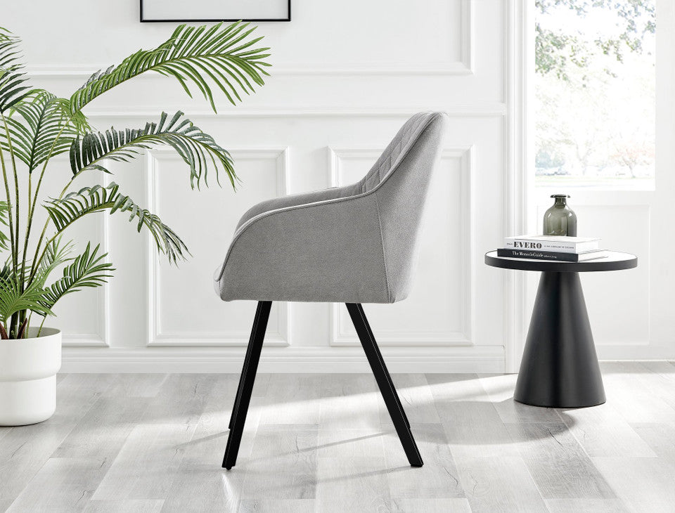 Koko Oak Effect Round Dining Table & 4 Falun Black Leg Chairs