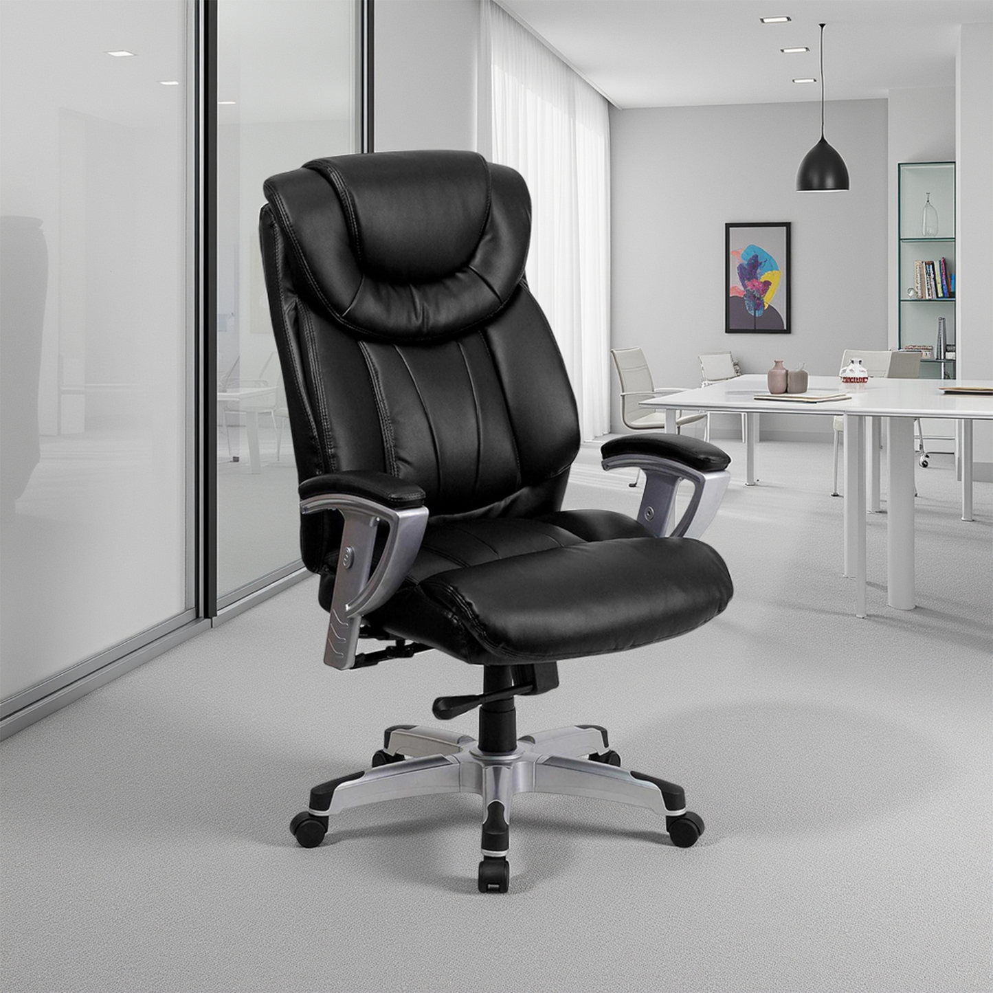 Black Faux Leather High Back Executive Office Chair