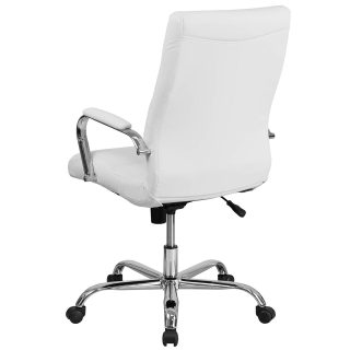 White & Chrome Faux Leather Low Back Executive Office Chair
