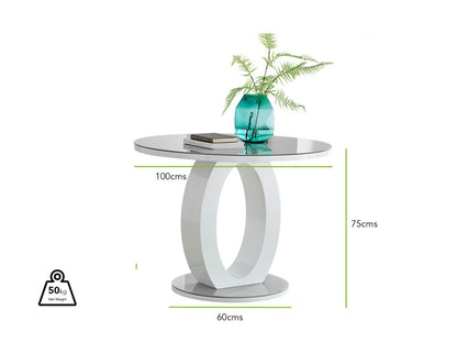 Giovani Round Grey 100cm Table & 4 Velvet Belgravia Chairs