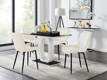 Giovani 4 Black Dining Table & 4 Pesaro Black Leg Chairs