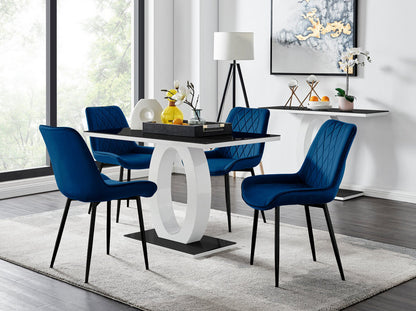 Giovani 4 Black Dining Table & 4 Pesaro Black Leg Chairs