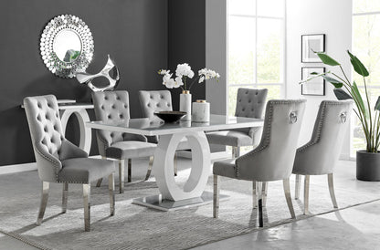 Giovani 6 Grey Table & 6 Velvet Belgravia Chairs