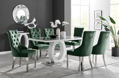 Giovani 6 Grey Table & 6 Velvet Belgravia Chairs