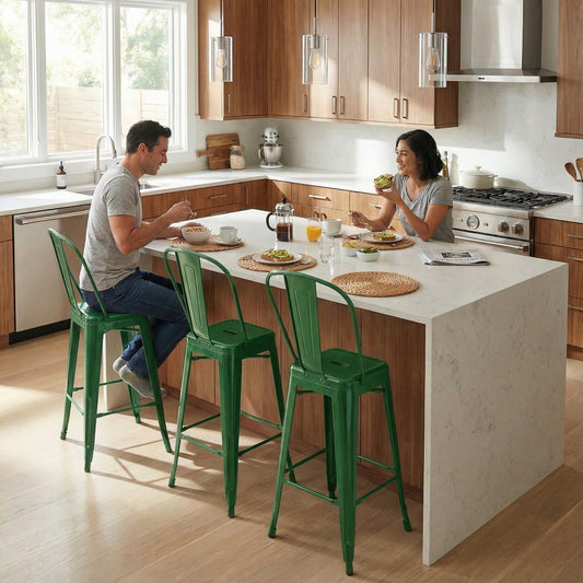 Bistro Pack of 4 24" Green Bar Chairs – Durable & Stylish