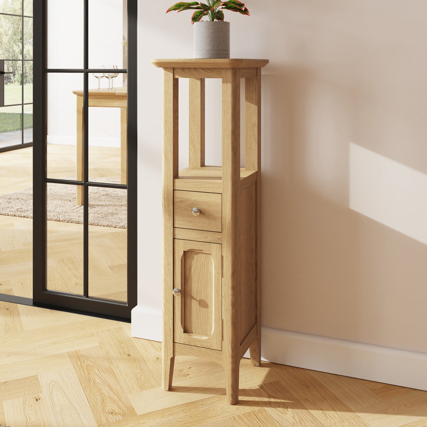 Newark Ash Assembled Tower Cabinet – Compact Scandi Style Storage Unit