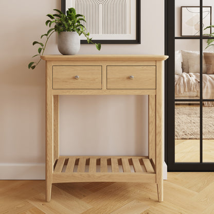 Hudson Ash 2 Drawer Console Hall Table – Slim Storage Unit