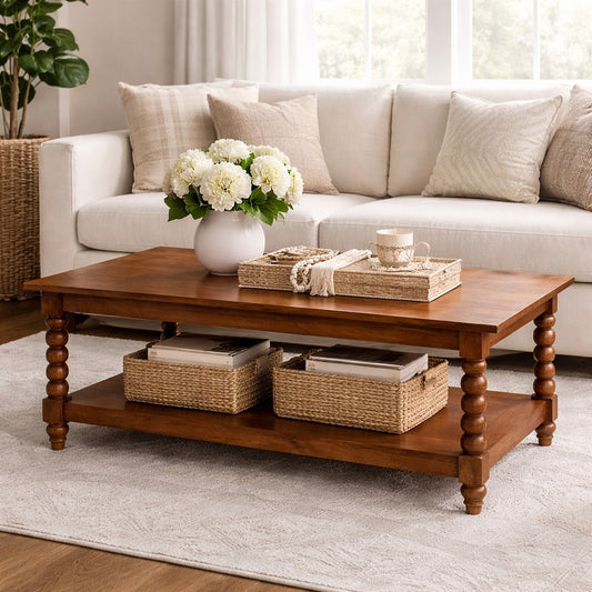 Spindle Coffee Table with Open Shelf