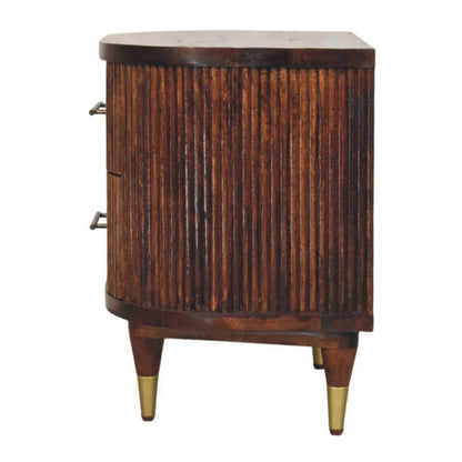 Ribbed Bedside with Brass Handles