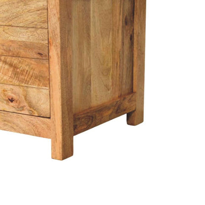 Oakish Storage Bench with Brown Leather Seat