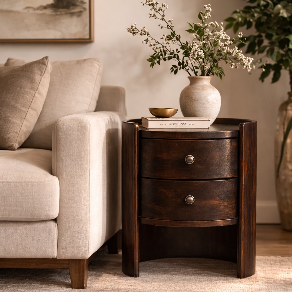 Velvet Mocha Round Side Table