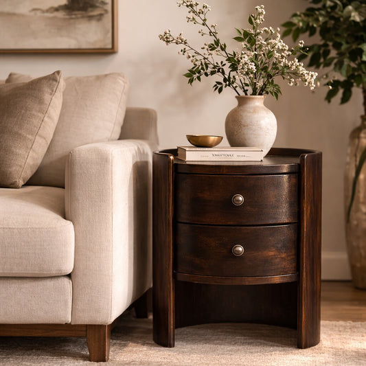 Velvet Mocha Round Side Table