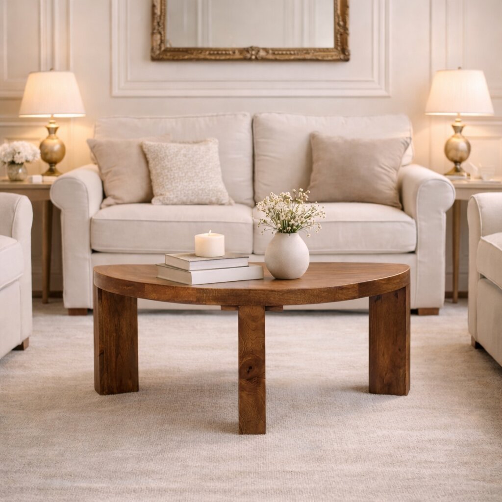 Amber Oak Half Moon Coffee Table