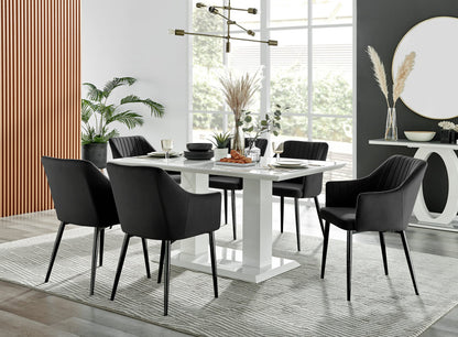 Imperia High Gloss White Dining Table & 6 Calla Black Leg Chairs