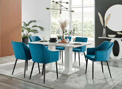 Imperia High Gloss White Dining Table & 6 Calla Black Leg Chairs