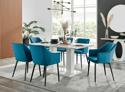 Imperia High Gloss White Dining Table & 6 Calla Black Leg Chairs