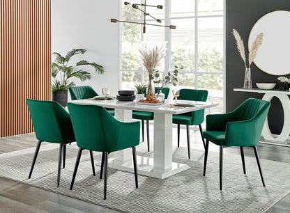 Imperia High Gloss White Dining Table & 6 Calla Black Leg Chairs