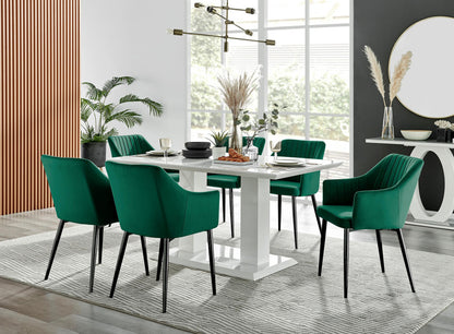 Imperia High Gloss White Dining Table & 6 Calla Black Leg Chairs