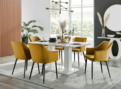 Imperia High Gloss White Dining Table & 6 Calla Black Leg Chairs