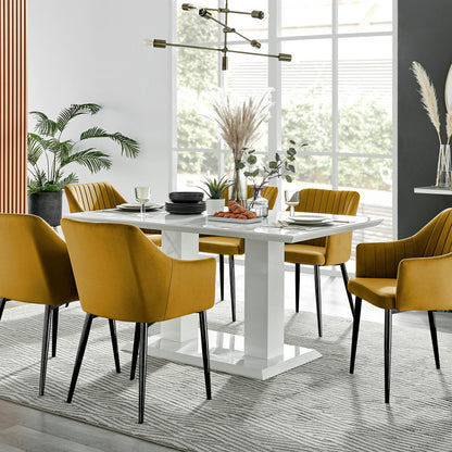 Imperia High Gloss White Dining Table & 6 Calla Black Leg Chairs