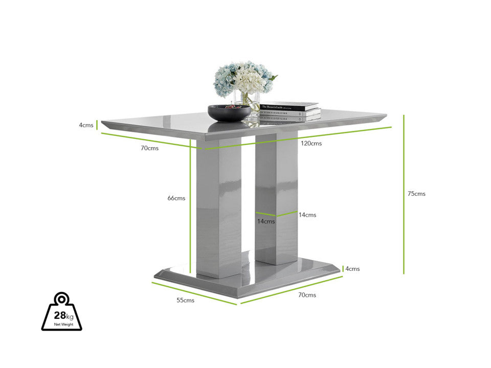 Imperia 4 Grey Dining Table and 4 Velvet Milan Black Leg Chairs