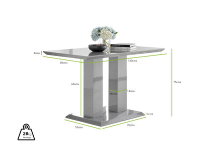 Imperia 4 Grey Dining Table and 4 Velvet Milan Black Leg Chairs