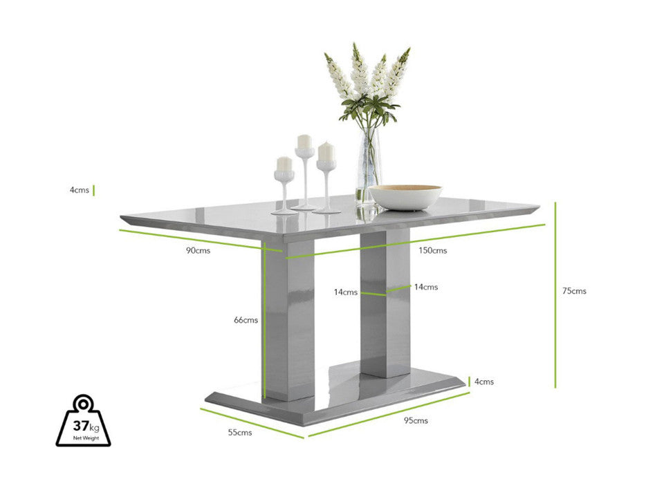 Imperia Grey Modern High Gloss Dining Table And 6 Lorenzo Dining Chairs Set
