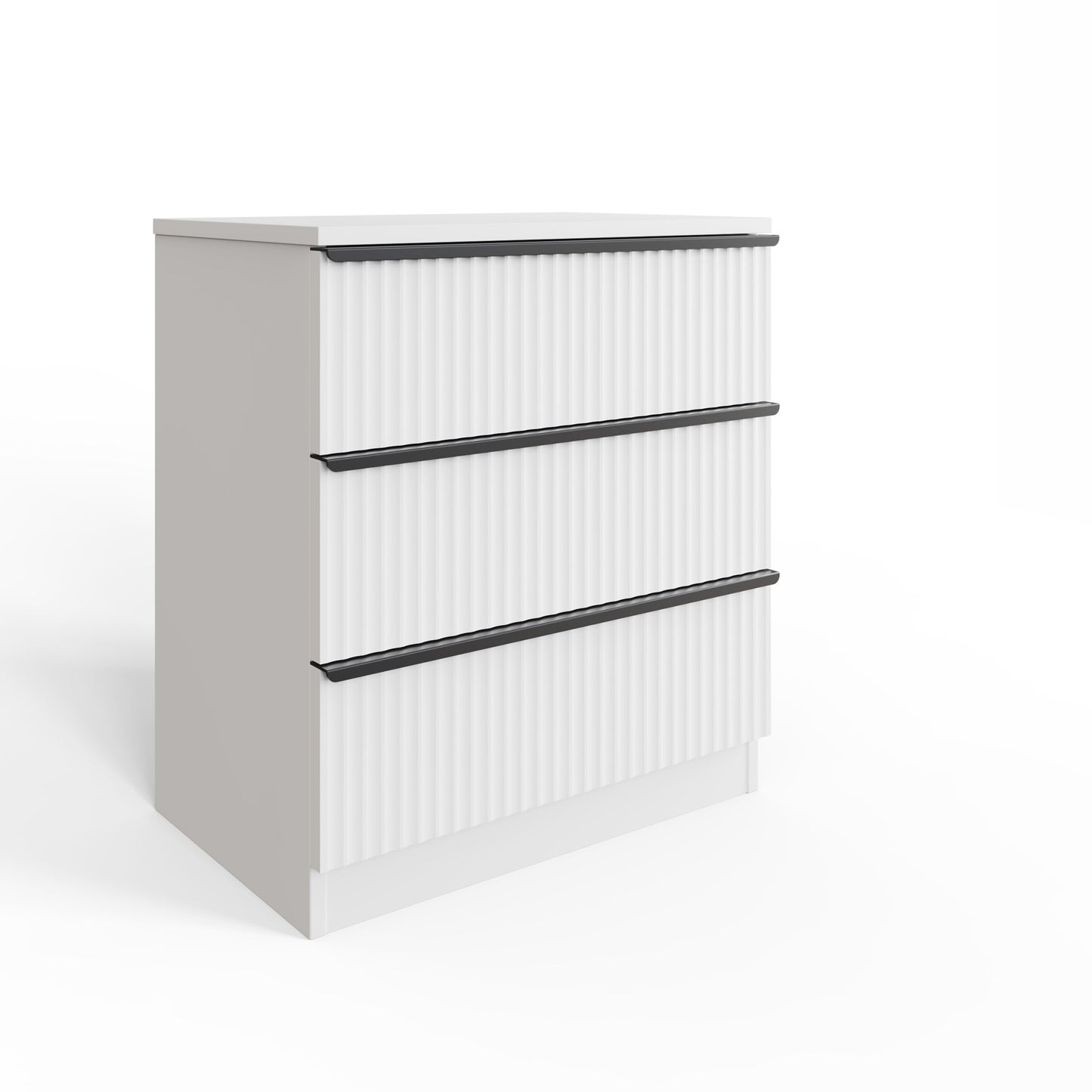 FWStyle Lania Ripple Ridged 3-Drawer Chest – Matt White