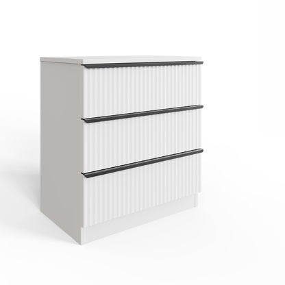 FWStyle Lania Ripple Ridged 3-Drawer Chest – Matt White