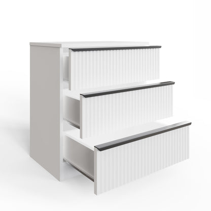 FWStyle Lania Ripple Ridged 3-Drawer Chest – Matt White