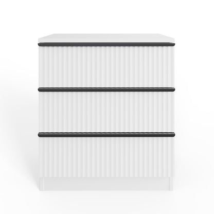 FWStyle Lania Ripple Ridged 3-Drawer Chest – Matt White