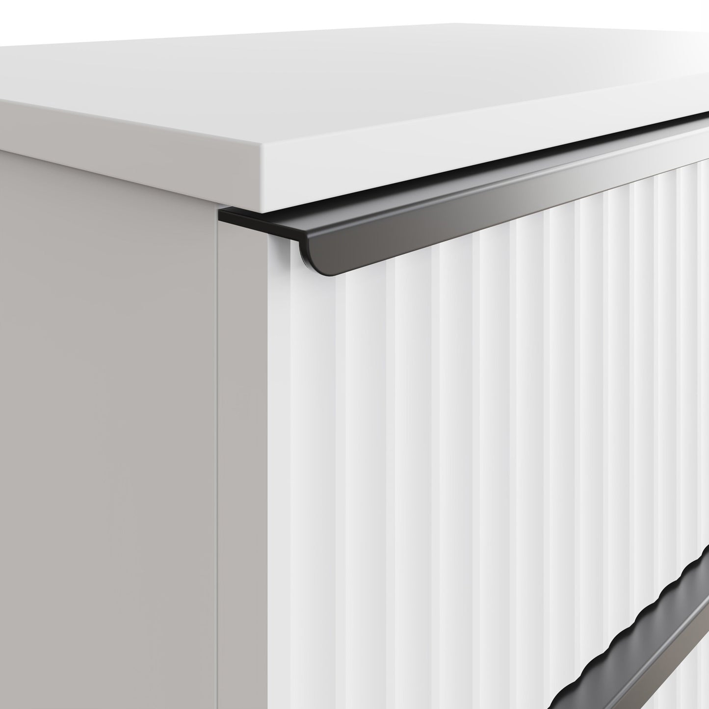FWStyle Lania Ripple Ridged 3-Drawer Chest – Matt White