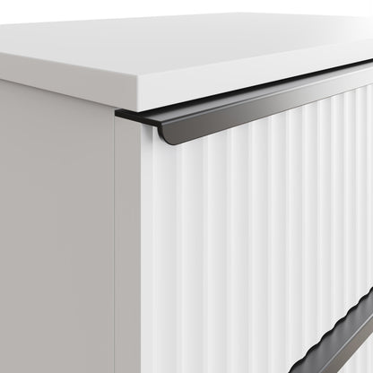 FWStyle Lania Ripple Ridged 3-Drawer Chest – Matt White