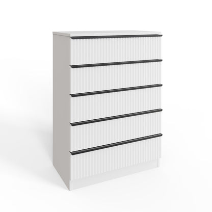 FWStyle Lania Ripple Ridged 5-Drawer Chest – Matt White