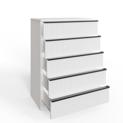FWStyle Lania Ripple Ridged 5-Drawer Chest – Matt White