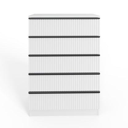 FWStyle Lania Ripple Ridged 5-Drawer Chest – Matt White