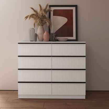 Lania Ripple Ridged 8 Drawer Chest of Drawers – Matt White