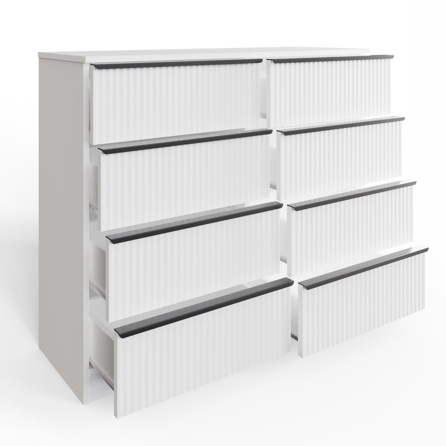 Lania Ripple Ridged 8 Drawer Chest of Drawers – Matt White